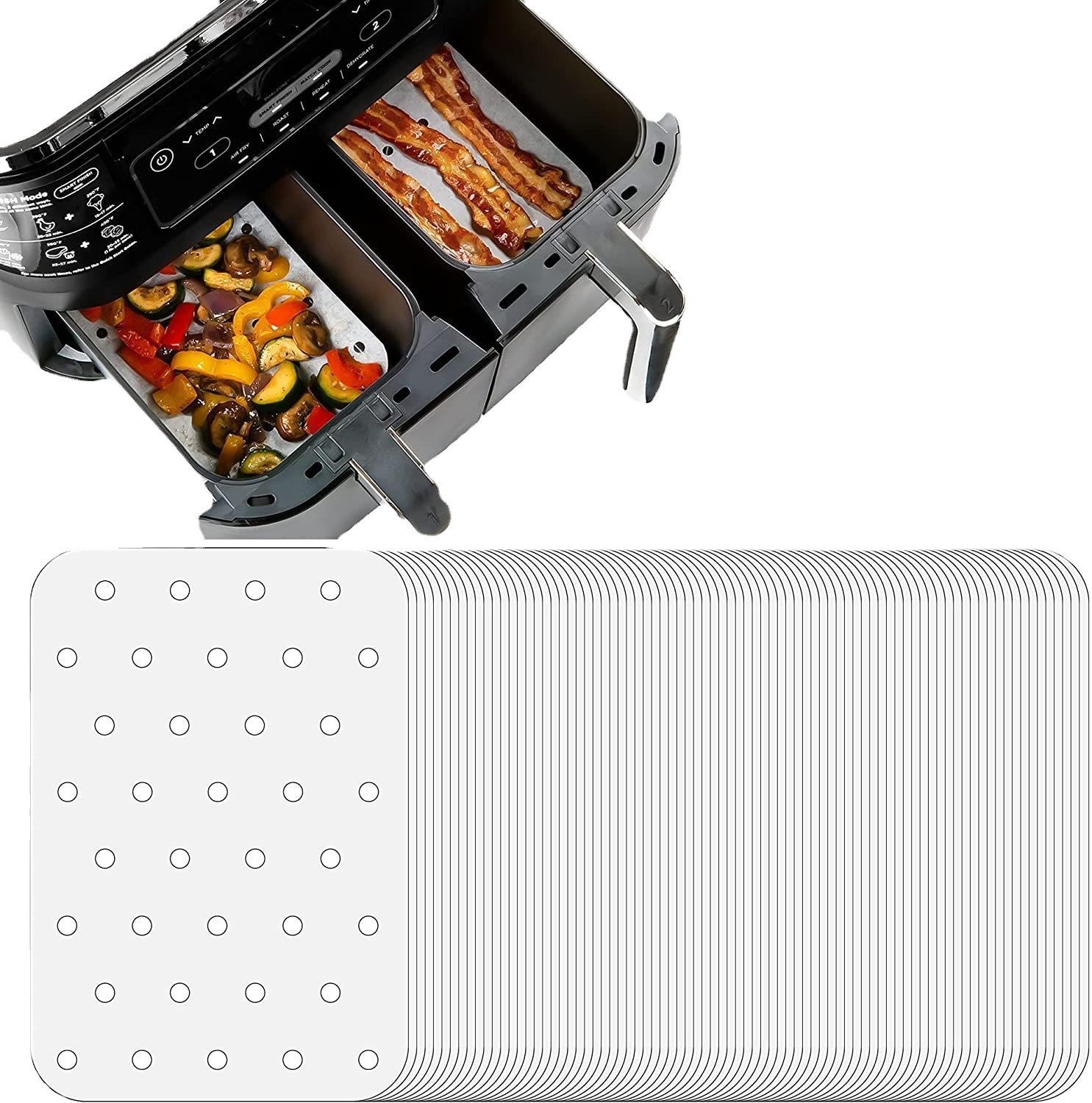 跨境雙鍋空氣炸鍋紙長方形紙烤盤吸油紙烘焙專用防油紙硅油羊皮紙