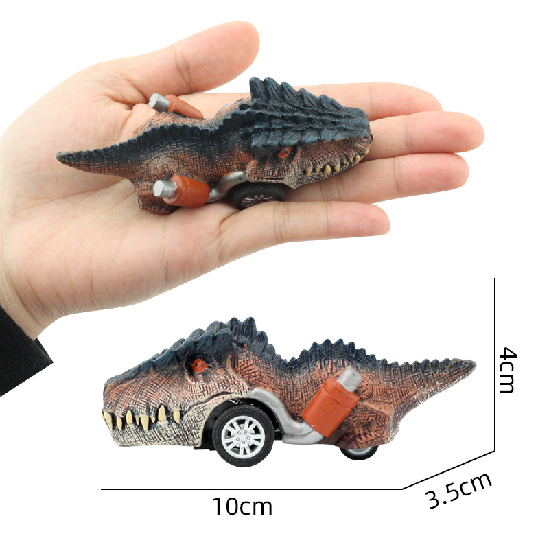Juguete para niños ciencia y educación dinosaurio modelo cognitivo simulación pintada a mano dinosaurio de carreras todoterreno Tire hacia atrás pequeño juguete de carreras