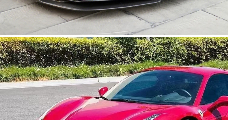 Suitable for Ferrari 488Gtb Modified V-Style Front Lip Carbon Fiber Front Shovel Head Shovel Chin Rear Lip Side Skirt Small Surround