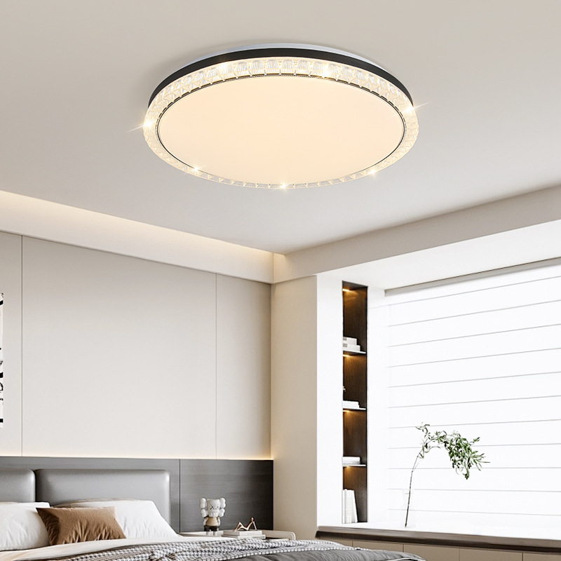 Lámpara de techo de sala de estar de lujo ligero de estilo italiano, moderna y simple, nuevo diseño de borde de pantalla de cristal de hielo de alta calidad, lámpara de habitación principal