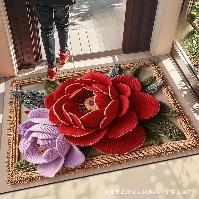 新型3d立体花珪藻泥じゅうたん異形花卉吸水速乾性フロアマット汚れ耐摩耗性フロアマット|undefined
