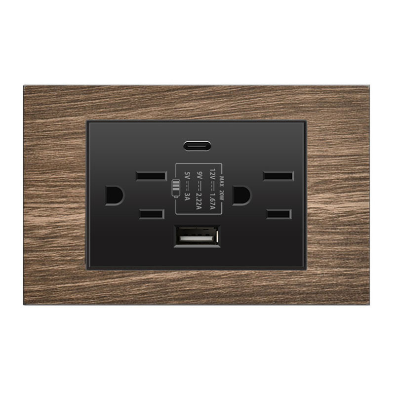 American flat 6-hole socket USB + TYPE-C(20W)