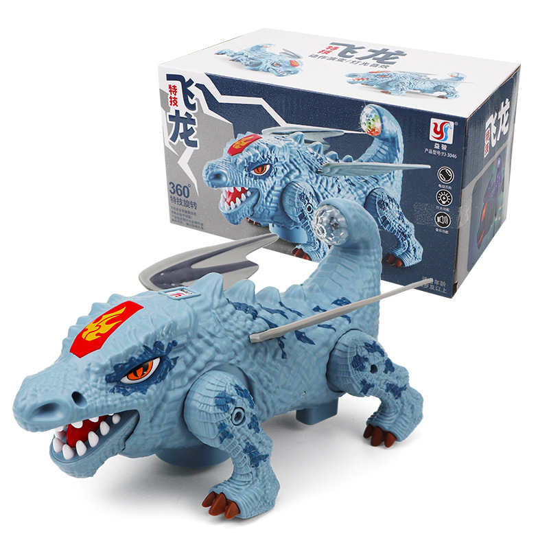 Juguetes de dragón volador cool y acrobacias eléctricas, iluminación y música, juguetes de dinosaurio rastreador universal para niños