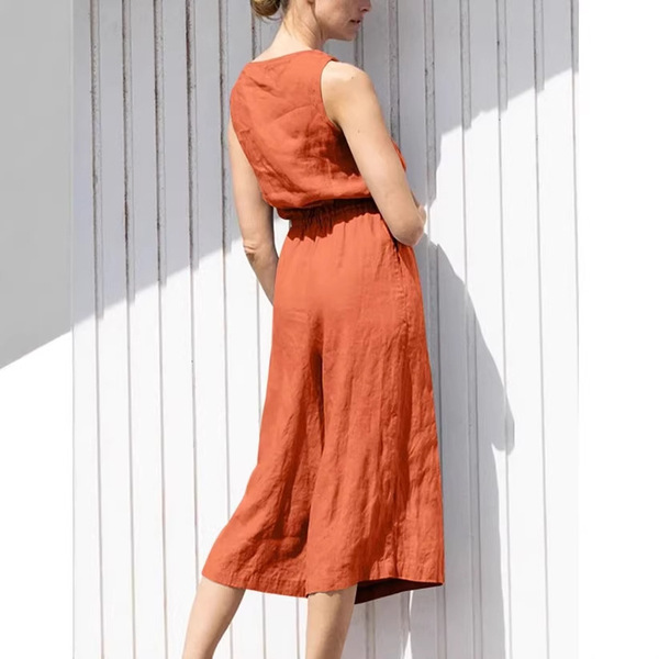 solid colored trousers sleevless for leisure