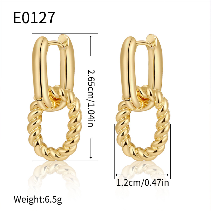 Women's Minimalist French Chic Twisted Geometric Double Layer Earrings Unique Design Ear Cuffs_voghion.com