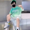 Green sleeves, set, gradient, with short sleeve