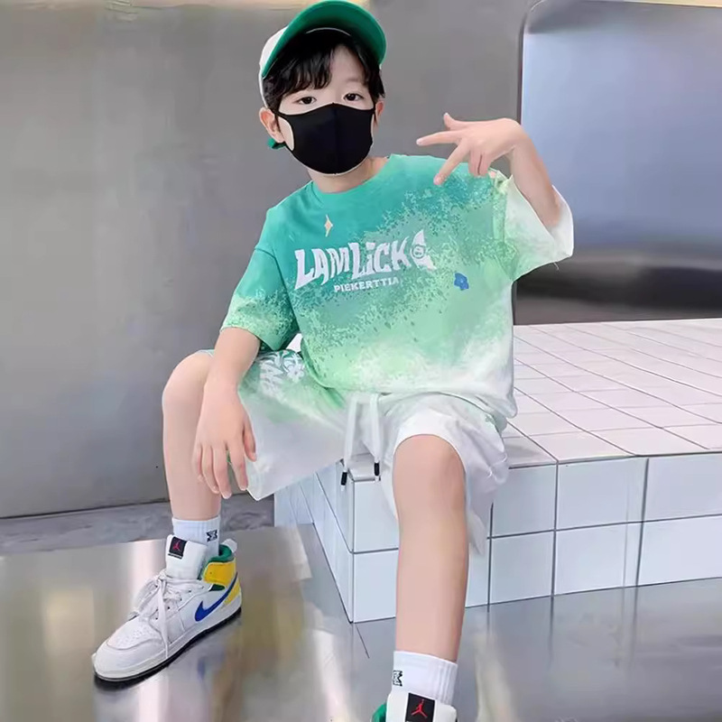 Boys' Summer Suit 2025 New Quick-Drying Short-Sleeved Sportswear Kidsren's Casual Summer Wear Printed Two-Piece Set Gradient Boys' Summer Suit 2025 New Quick-Drying Short-Sleeved Sportswear Kidsren's Casual Summer Wear Printed Two-Piece Set Gradient