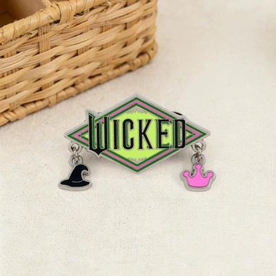 Musical-Themed Merchandise: Evil Witch Brooch, Witch Hat and Crown Pendant Badge, Diamond-Shaped Metal Backpack Accessory