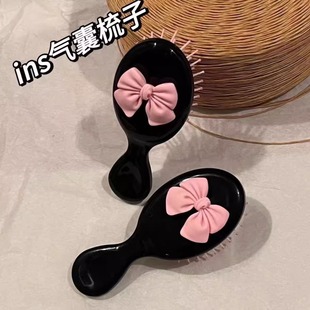 Small Comb Massage Comb Cute Powder Bow Soft Girl Portable Portable Mini Folding Air Cushion Comb Air Cushion Comb