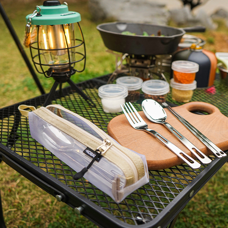 Outdoor Stainless Steel Tableware Single and Multi-Person Fork Spoon Chopsticks Camping Style Mountaineering Fishing Picnic Portable Set Outdoor Stainless Steel Tableware Single and Multi-Person Fork Spoon Chopsticks Camping Style Mountaineering Fishing Picnic Portable Set