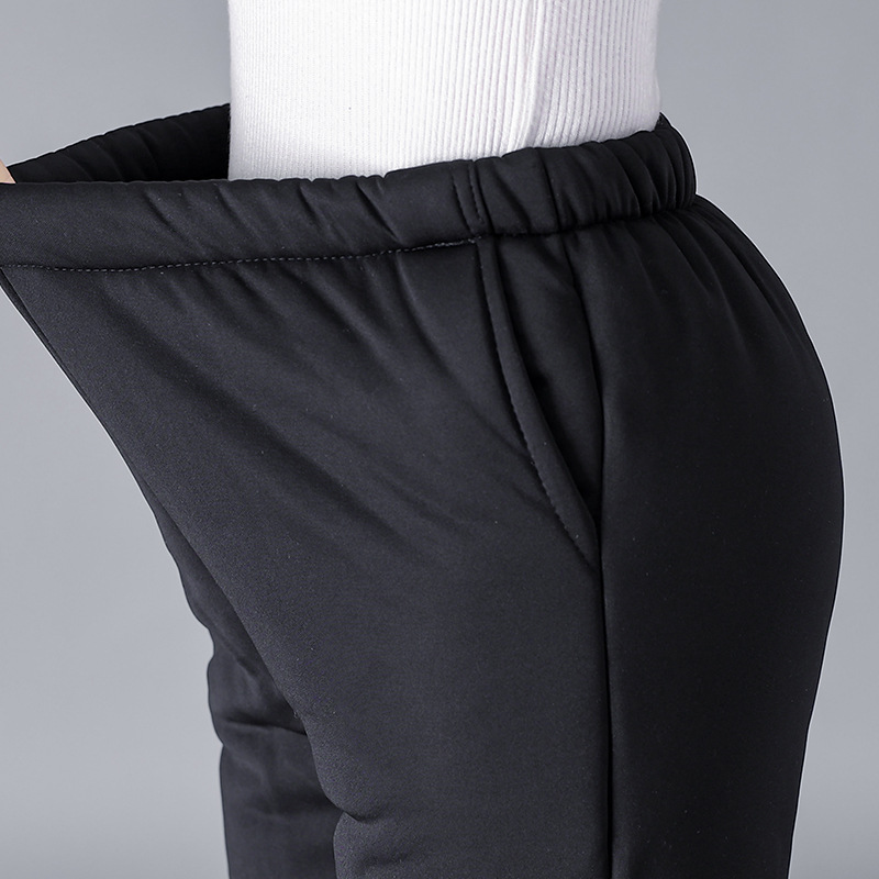Winter velvet keep warm trousers for mother, for middle age, loose fit