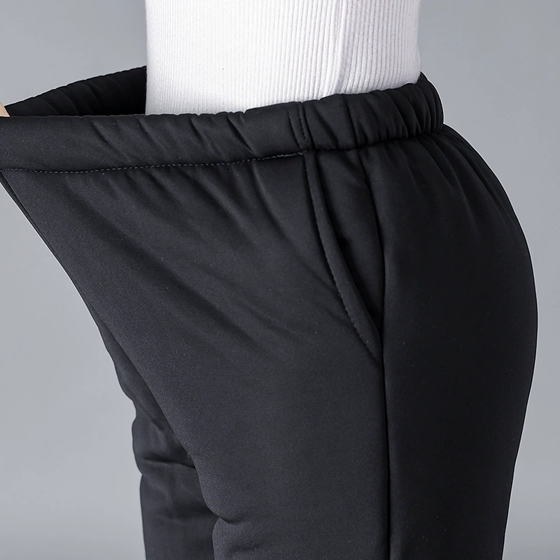Winter velvet keep warm trousers for mother, for middle age, loose fit