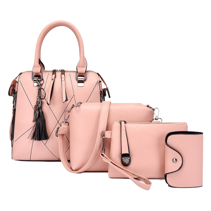 Bolso de mujer 2023 nueva costura simple conjunto de cuatro piezas bolsa de madre e hijo de gran capacidad hombro bolsa de mensajero portátil fábrica al por mayor