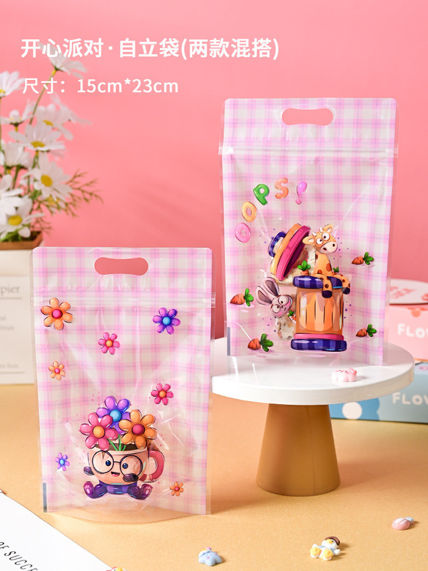 漫画のビスケットの自立袋の雪の花のチャックの自封袋の牛の砂糖のお菓子の焙煎の間食の包装袋の密封袋|undefined
