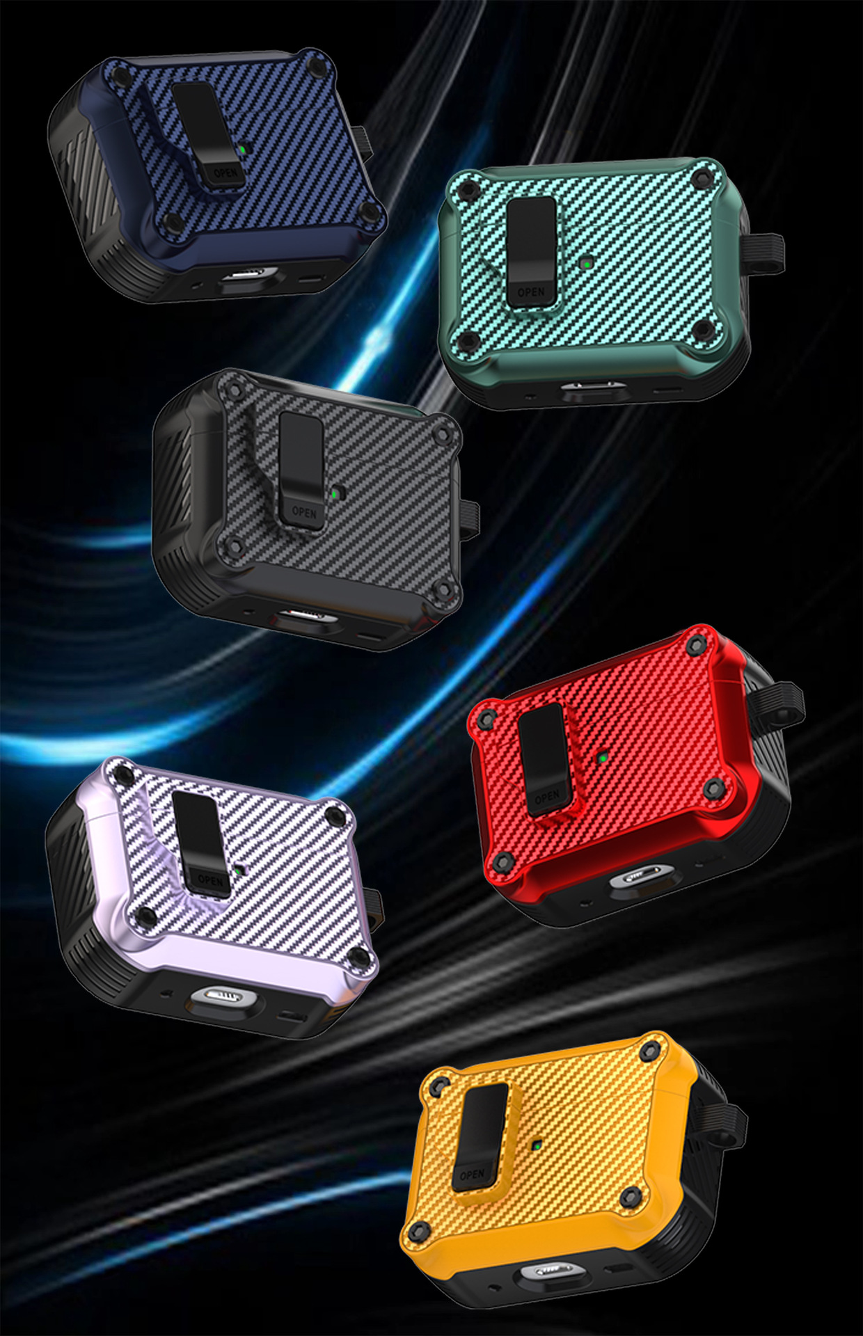 50g Weight iPhone Applicable Brands Earphone case Classification Carbon Fiber Material Solid Color Pattern Casual, Simple Style Style Injection Molding Craft Carbon Fiber Solid Color Injection Molding Casual Simple Style Earphone Case Earphone Cases Phone Accessories 5