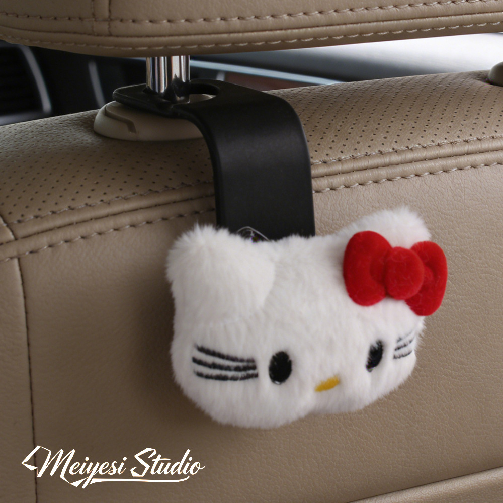 Cute gato KT gancho de automóvil asiento de automóvil almacenamiento multifuncional pequeño gancho de suministros para automóviles para chicas prácticas