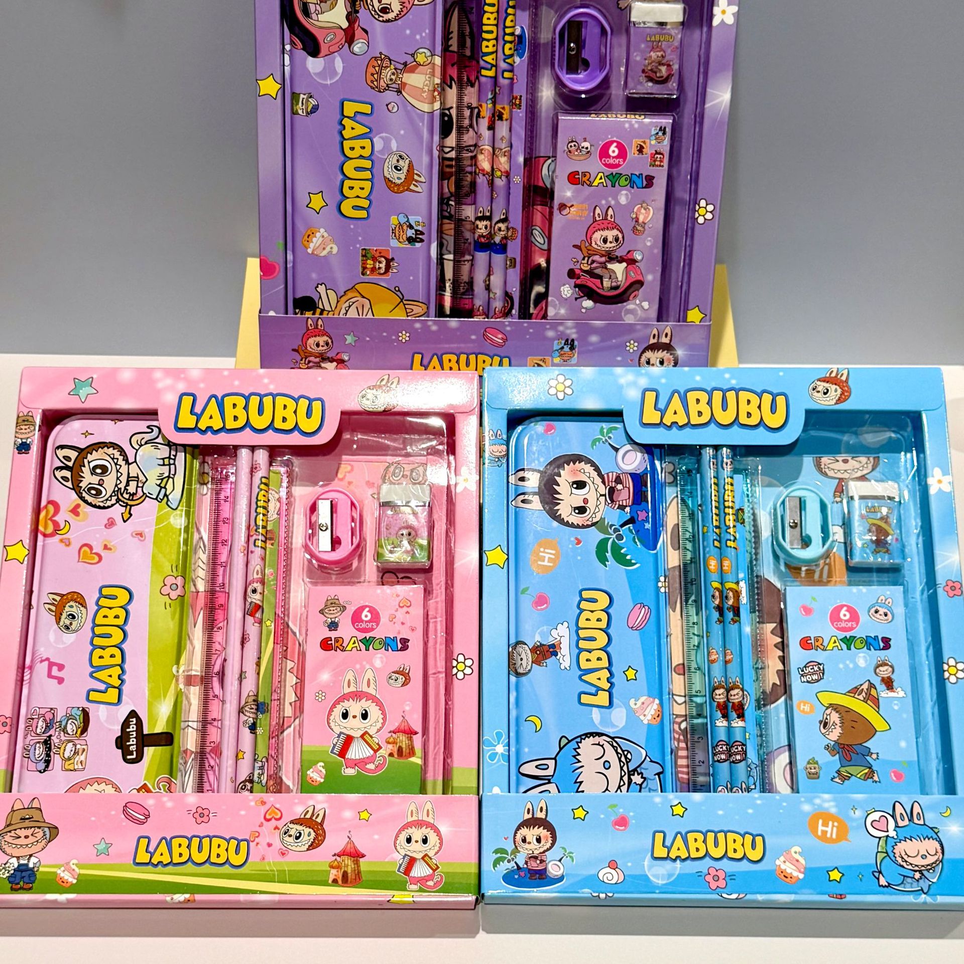 Caja de regalo de lápiz de dibujos animados, regla, cuchillo de lápiz, jardín de infantes, 1 de junio, papelería, caja de regalo