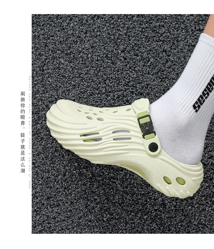 Dép sandal nam lỗ thoáng đế dày EVA chống trượt, đi biển và lái xe — Màu nâu kaki, Xanh nhạt, Đen xám chi tiết 11
