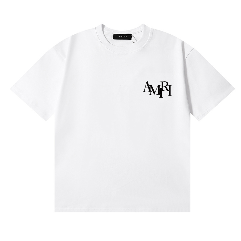 American trendy light luxury Amiri classic logo print high-quality double-thread pure cotton casual short-sleeve T-shirt for men and women American trendy light luxury Amiri classic logo print high-quality double-thread pure cotton casual short-sleeve T-shirt for men and women
