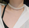 Necklace from pearl, small design choker, short accessory, chain for key bag , Japanese and Korean, simple and elegant design, trend of season