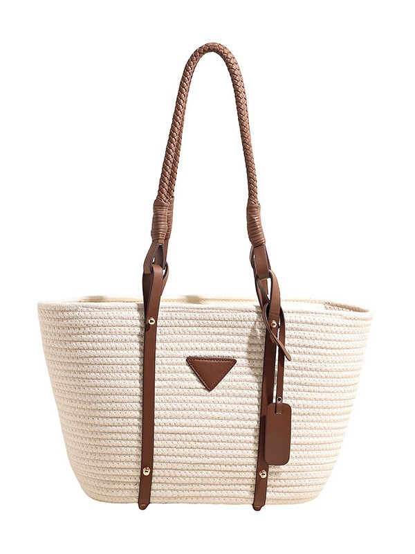 Bolsa de tejido de gran capacidad para mujeres 2026 verano nuevo estilo de moda vacaciones de playa bolsa de viaje simple bolsa de mano image 6