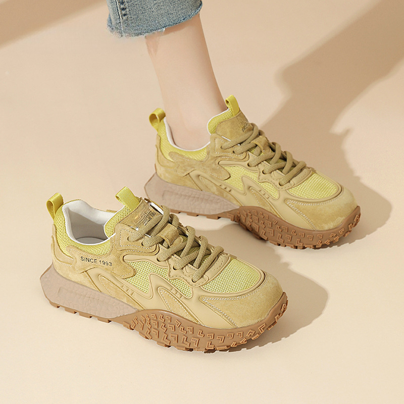 Giày sneaker nữ đế dày phong cách retro Forrest Gump 2025 xuân hè thoáng khí — Màu tím [phiên bản nâng cấp], Xám đậm [Phiên bản nâng cấp], SSC3112EF9 màu nâu, SSC3112EF9màu vàng