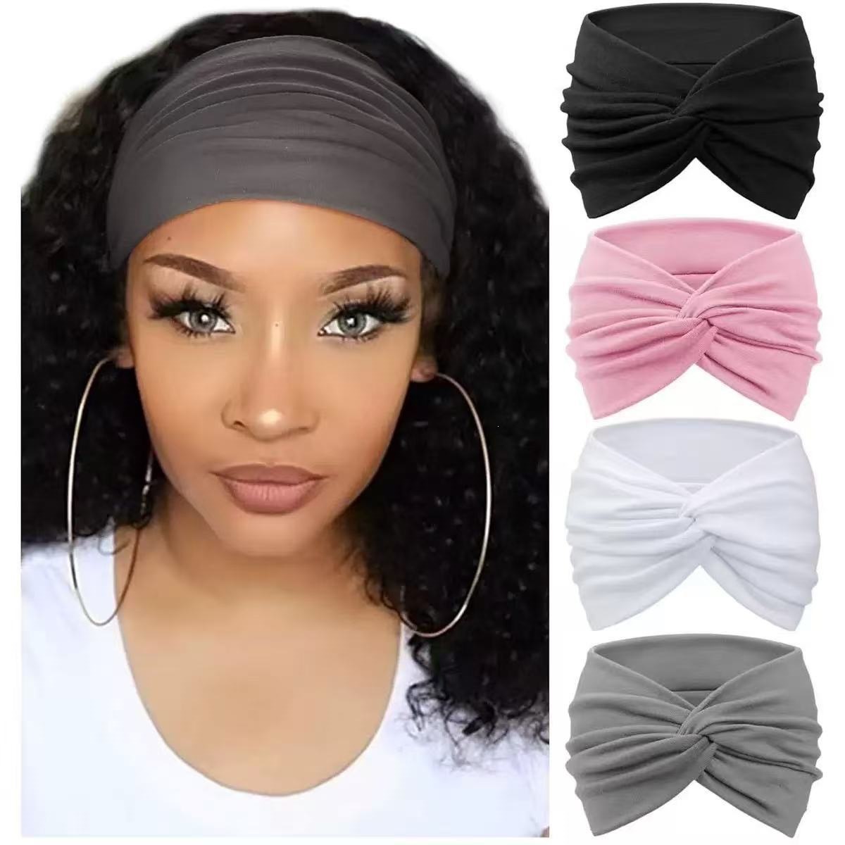 Europa y los Estados Unidos de color sólido banda de pelo deportiva ancho banda de pelo antiperspirante bandana de pelo yoga fitness banda de pelo deportiva absorción de sudor adornamiento para el pelo