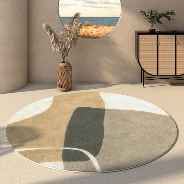 Round Japanese carpet for living room made of faux fur for bed