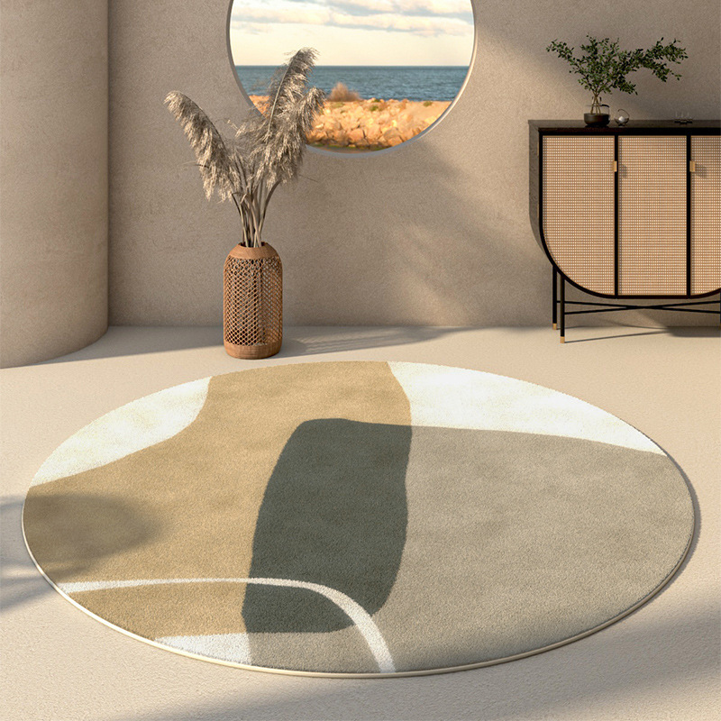 Round Japanese carpet for living room made of faux fur for bed