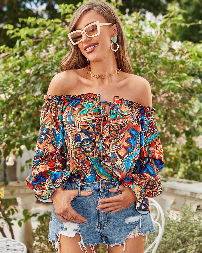 Women's Blouse Long Sleeve Blouses Printing Vintage Style Ditsy Floral display picture 1