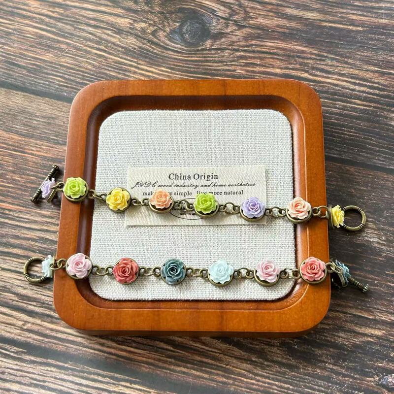 Second-Hand Vintage Monet Garden Flower Bracelet Retro Original Niche Design Sweet Soft Pottery Flower Bracelet