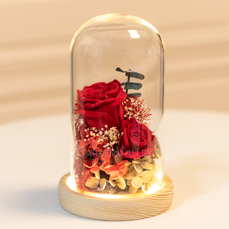 Tuan Jiandiy paquete de materiales de actividad manual flores eternas flores secas cubierta de vidrio ornamentos Salón de alta gama del Día de la Madre