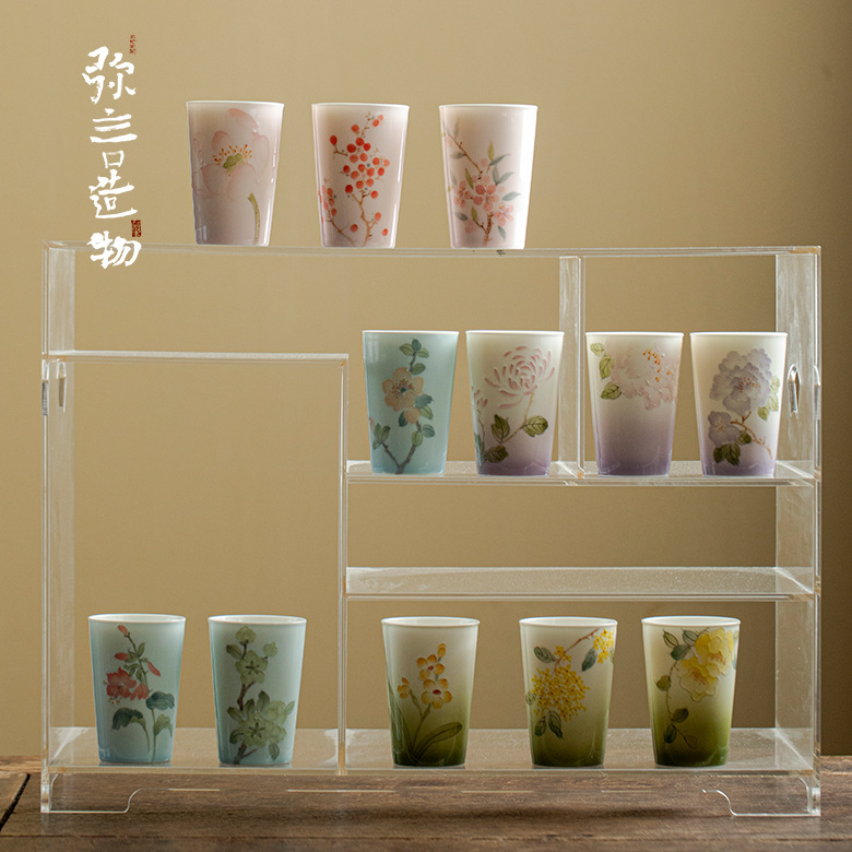 弥言十二花神茶杯套装手工陶瓷小号可乐杯简约现代喝茶主人杯中式