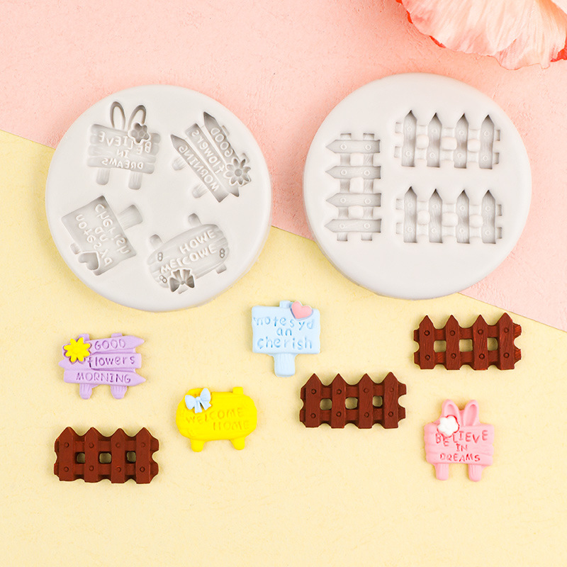 Mini señal de carretera valla molde silicona DIY hecho a mano postre pastel fondant chocolate decorativo epoxi Decoración