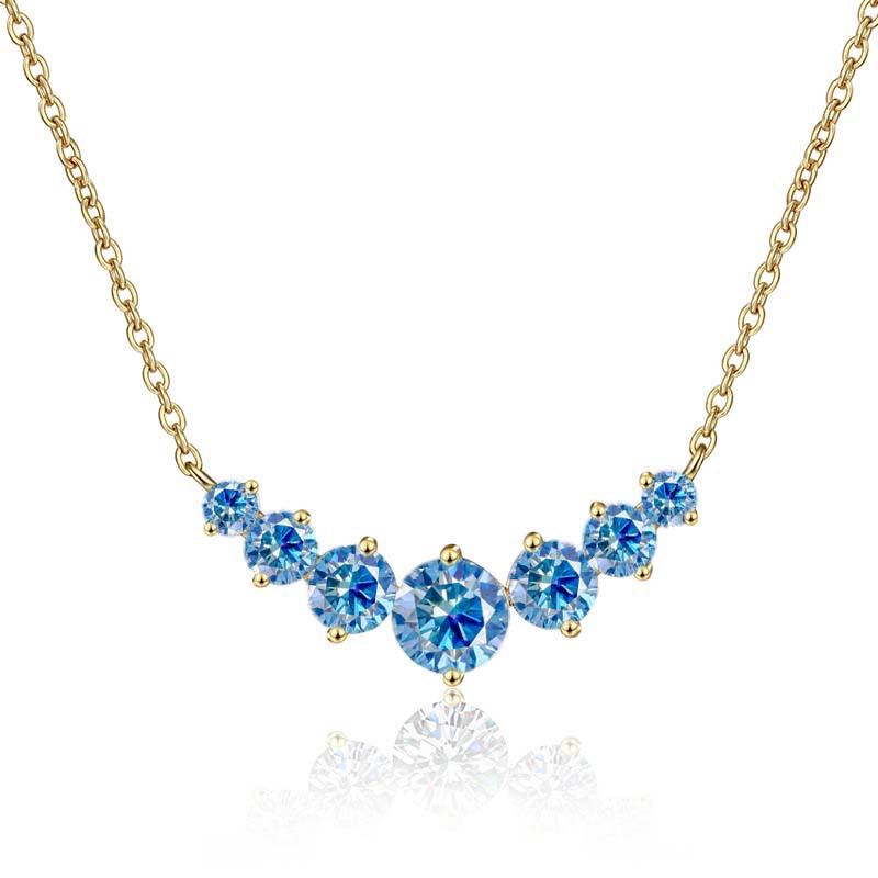 Collar de oro de plata esterlina s925 mujer sonrisa minimalista siete princesas collar de piedra de mosaico de color 2.8 quilates