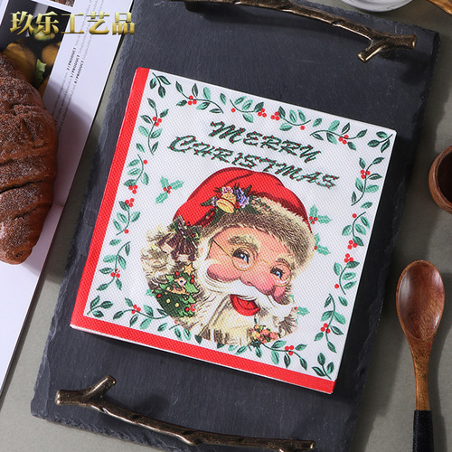Painted Christmas New Disposable Printed Napkins Facial Tissues Handkerchief Paper Party Tissues Wholesale