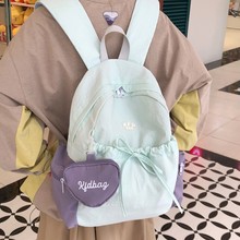 小众抽绳设计双肩包女休闲百搭防泼水尼龙书包大容量学生上课背包