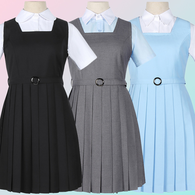Ready-Made Camisole Dress Bottoming Skirt Can Be Worn Outside Sleeveless Lined Mid-Length Student Uniform Class Uniform Dress Skirt