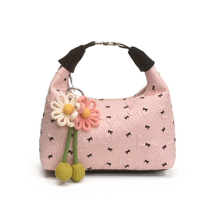 Bolsos populares de este año, nuevos bolsos de verano 2025, bolsos de hombro con lazo lindo, bandolera de color de contraste de estilo occidental