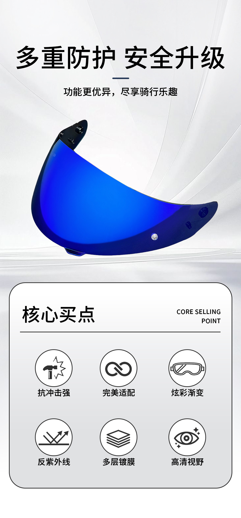Helmet Lens Is Suitable for Day and Night Use, Suitable for Hj17, C90, C91 Helmet Mirror Sunshade, Sun Protection, Electroplating and Colorful