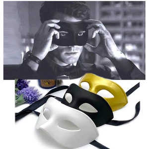 Black Half-Face Mask for Parties, 18*8cm, White Thick Eye Mask, Adult Halloween Costume Accessory