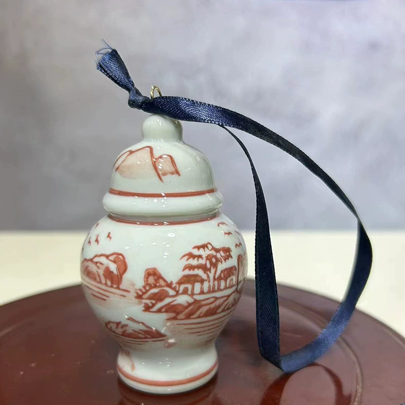 Фарфоровые украшения Jingdezhen рождественская ярмарка украшение ёлки украшение автомобиля голубая и белая фарфор украшения керамическая молодая генеральная банка ветровой колокол