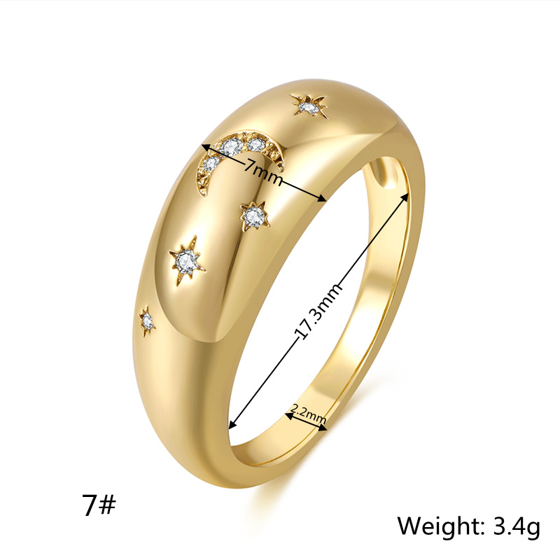 Wholesale Jewelry Star And Moon Micro-inlaid Zircon Copper Ring Nihaojewelry display picture 4