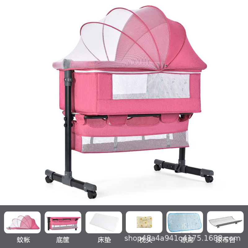 Cama multifuncional para recién nacidos, cama grande, cama para bebés, cuna plegable, elevación móvil y portátil image 26