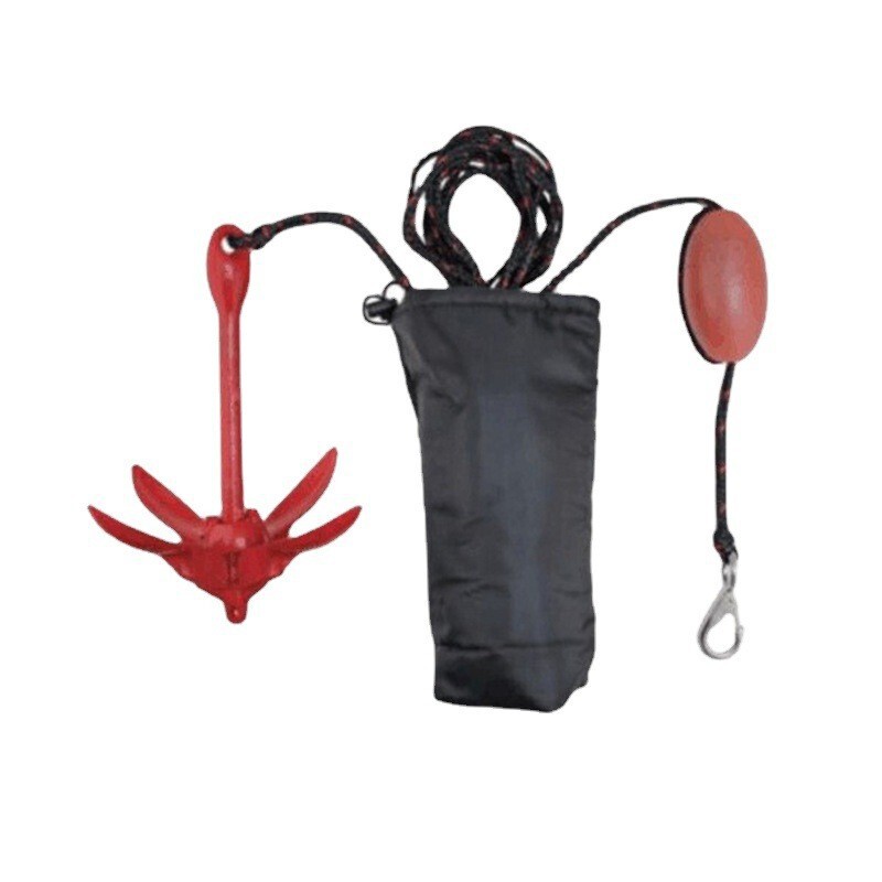 Factory wholesale marine red folding anchor red paint anchor rubber boat fishing boat special anchor with anchor rope