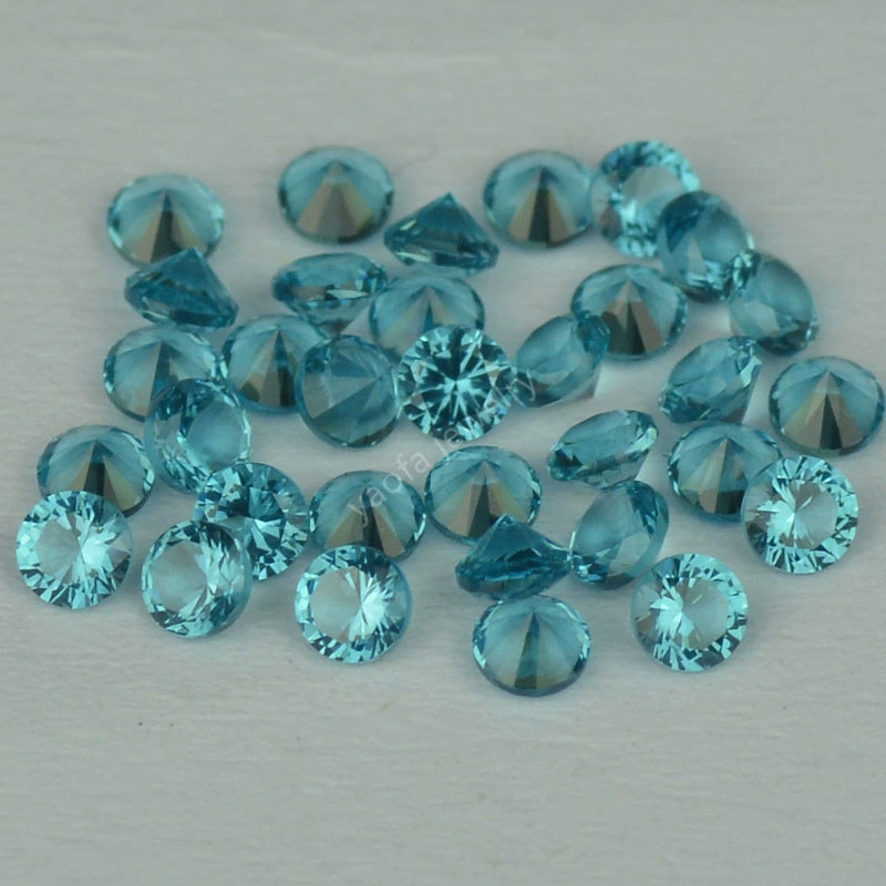Набор нано-голубо-зелёных круглых свободных камней Paraiba 0.8~8 мм