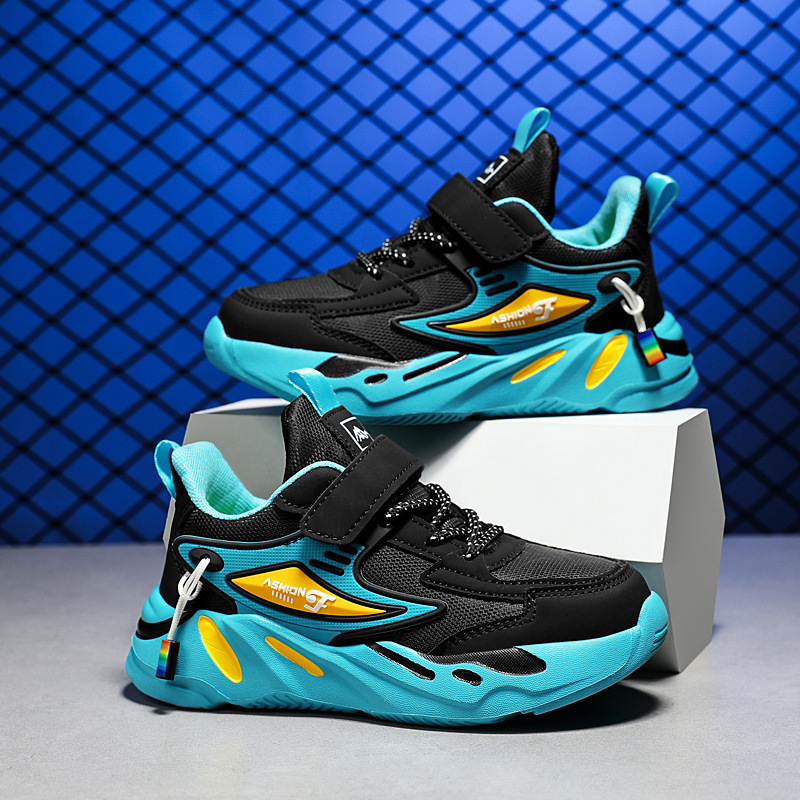 1879 zapatos para niños modelos de otoño e invierno zapatos deportivos de cuero para niños grandes zapatos para correr para niños transpirables de malla de primavera para niños