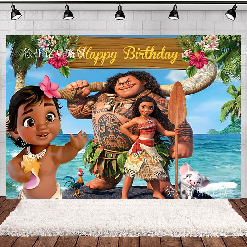 New Anime Ocean Wonder Princess Moana Children's Birthday Party Photo Photography Background Cloth Scene Decoration New Anime Ocean Wonder Princess Moana Children's Birthday Party Photo Photography Background Cloth Scene Decoration