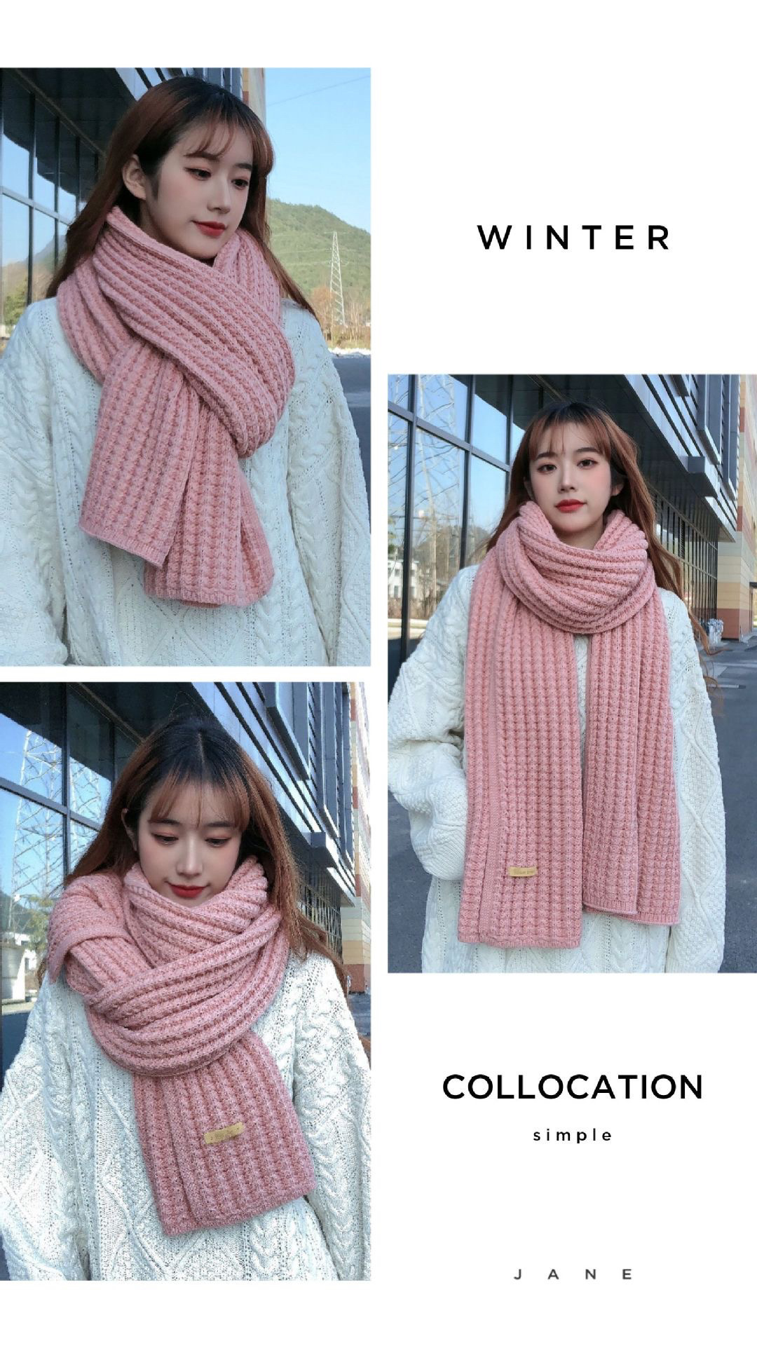 Extended Windproof Solid Colour Scarf For Women Elegant Scarf_voghion.com