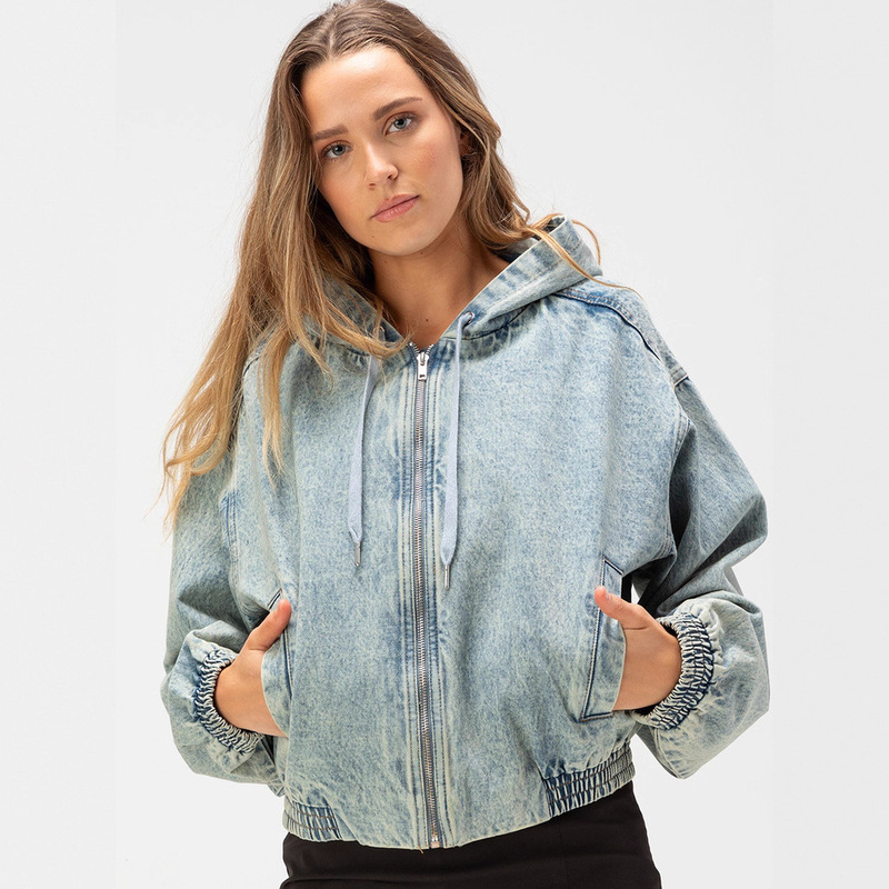 European and American Cross-Border Autum New Denim Jacket for Women, Women's Fashionable Casual Hooded Denim Jacket European and American Cross-Border Autum New Denim Jacket for Women, Women's Fashionable Casual Hooded Denim Jacket